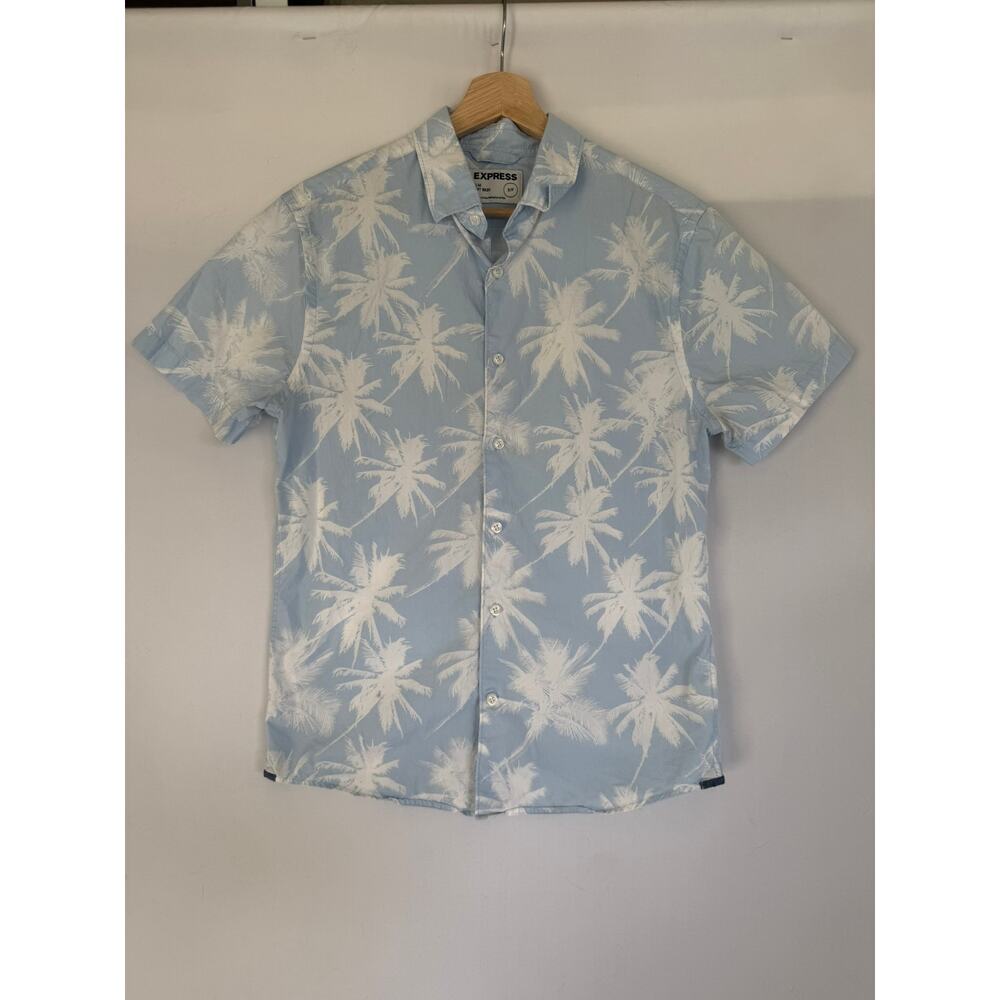 Express Light‎ Blue Cotton Hawaiian Button Up- Size S